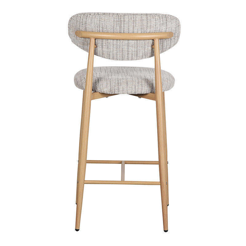 Hocker JAPANDI grijsbeige met houten basis