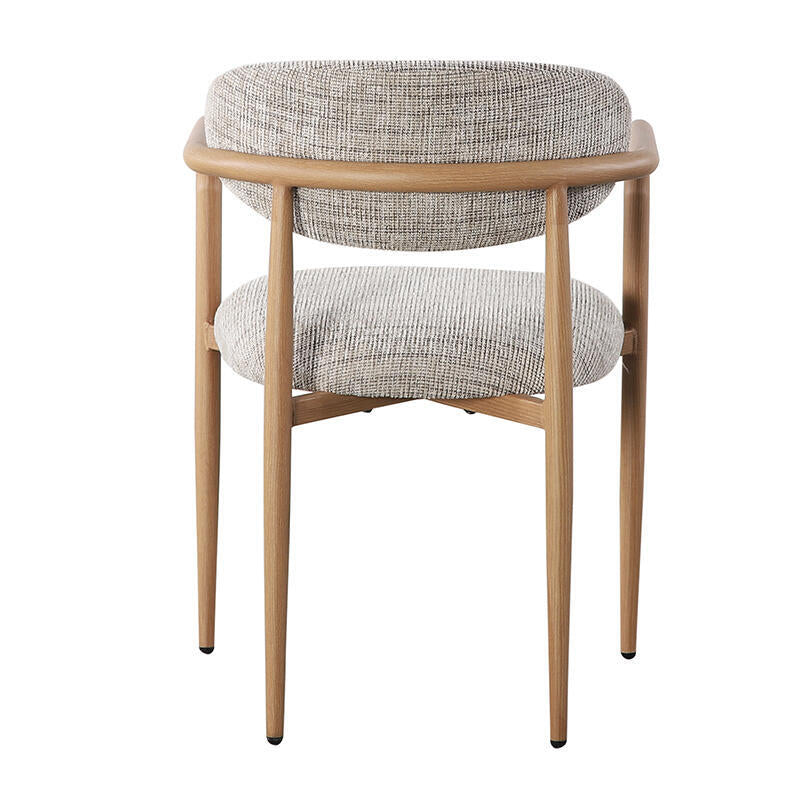 Fauteuil met armleuningen SAKE grijsbeige met houten basis