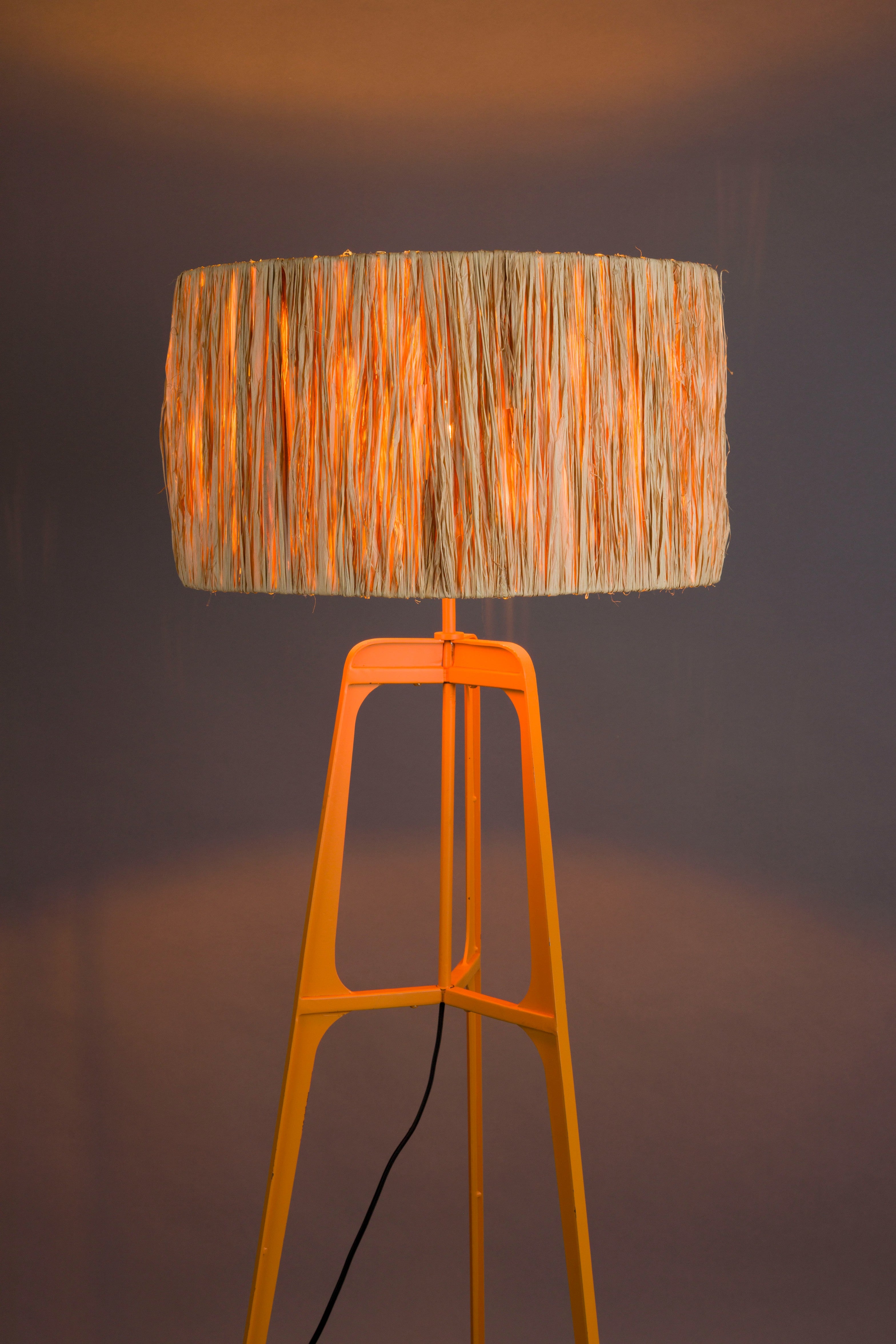 AFRA tripod floor lamp light brown with orange base