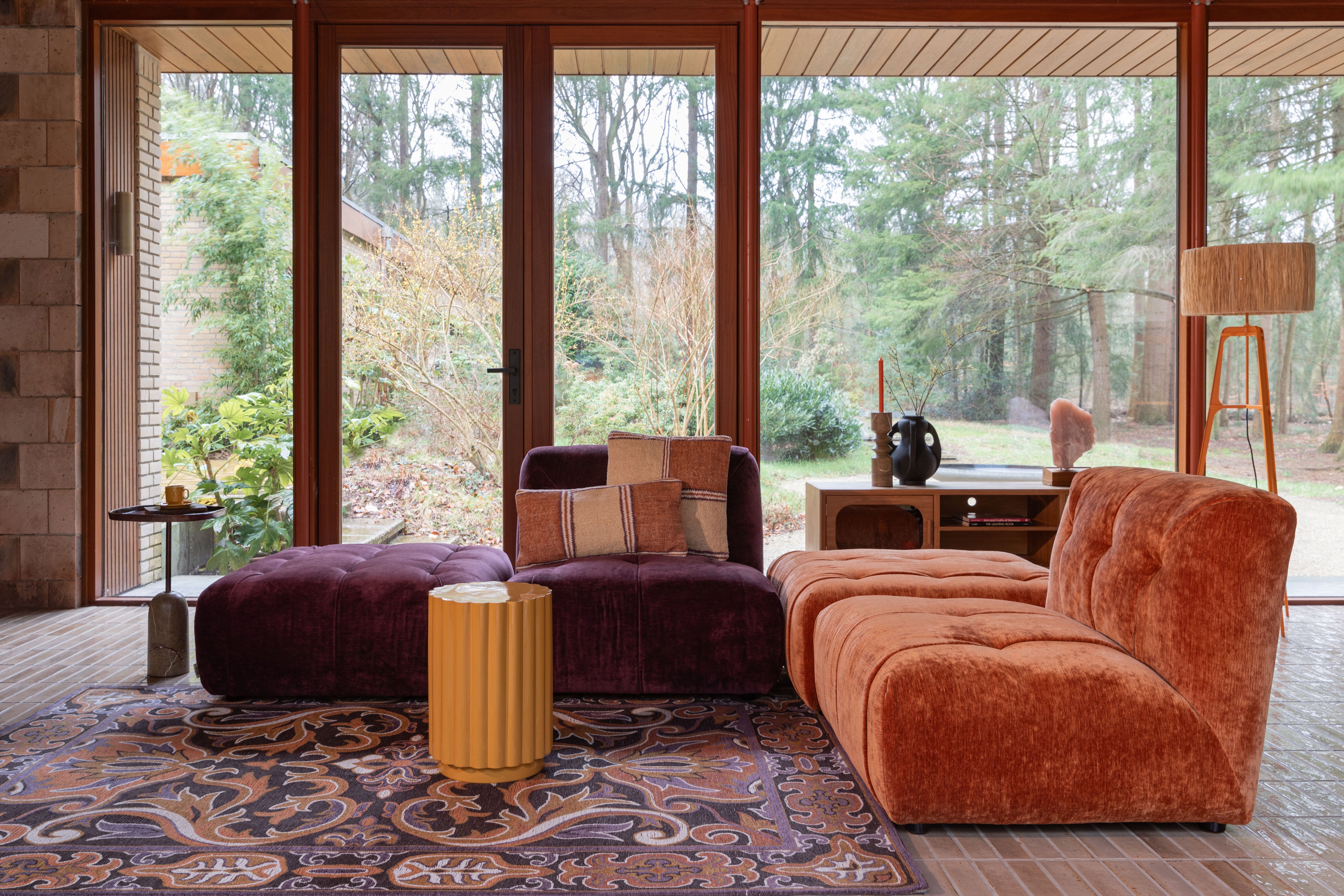 AFRA tripod floor lamp light brown with orange base