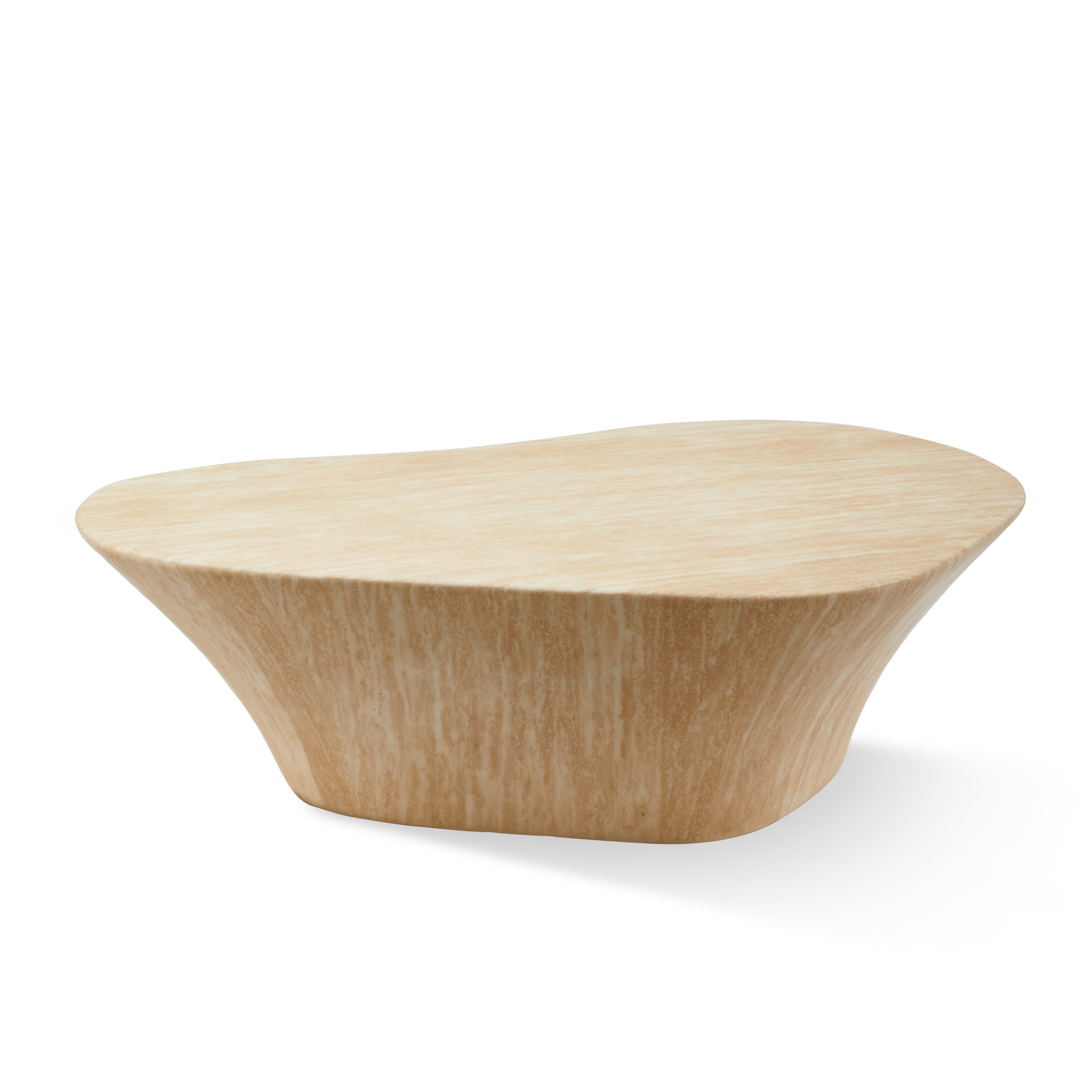 Beige OVAL MARBLE LOOK Coffee Table