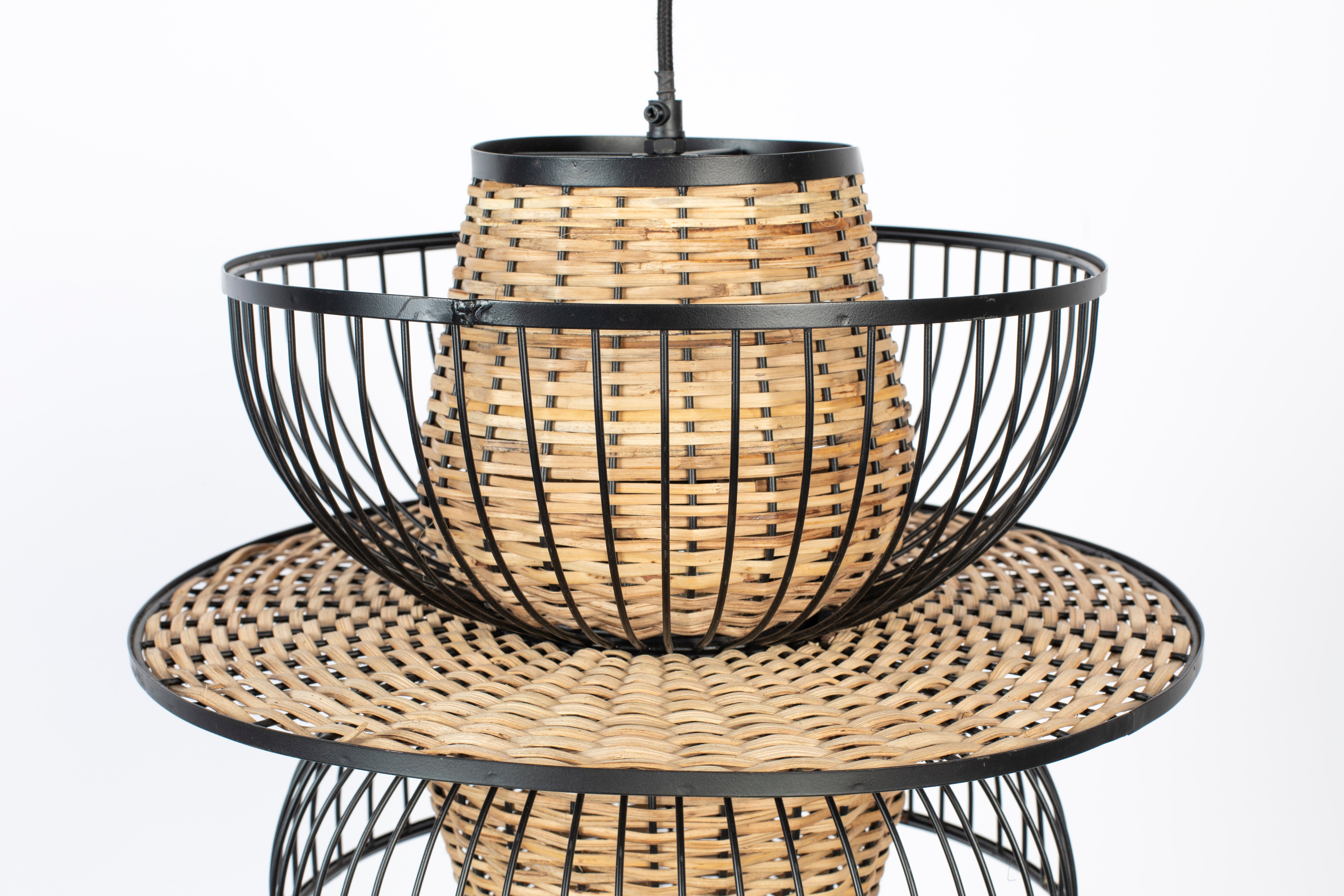 Hanglamp CARMEN zwart met natuurlijke afwerking