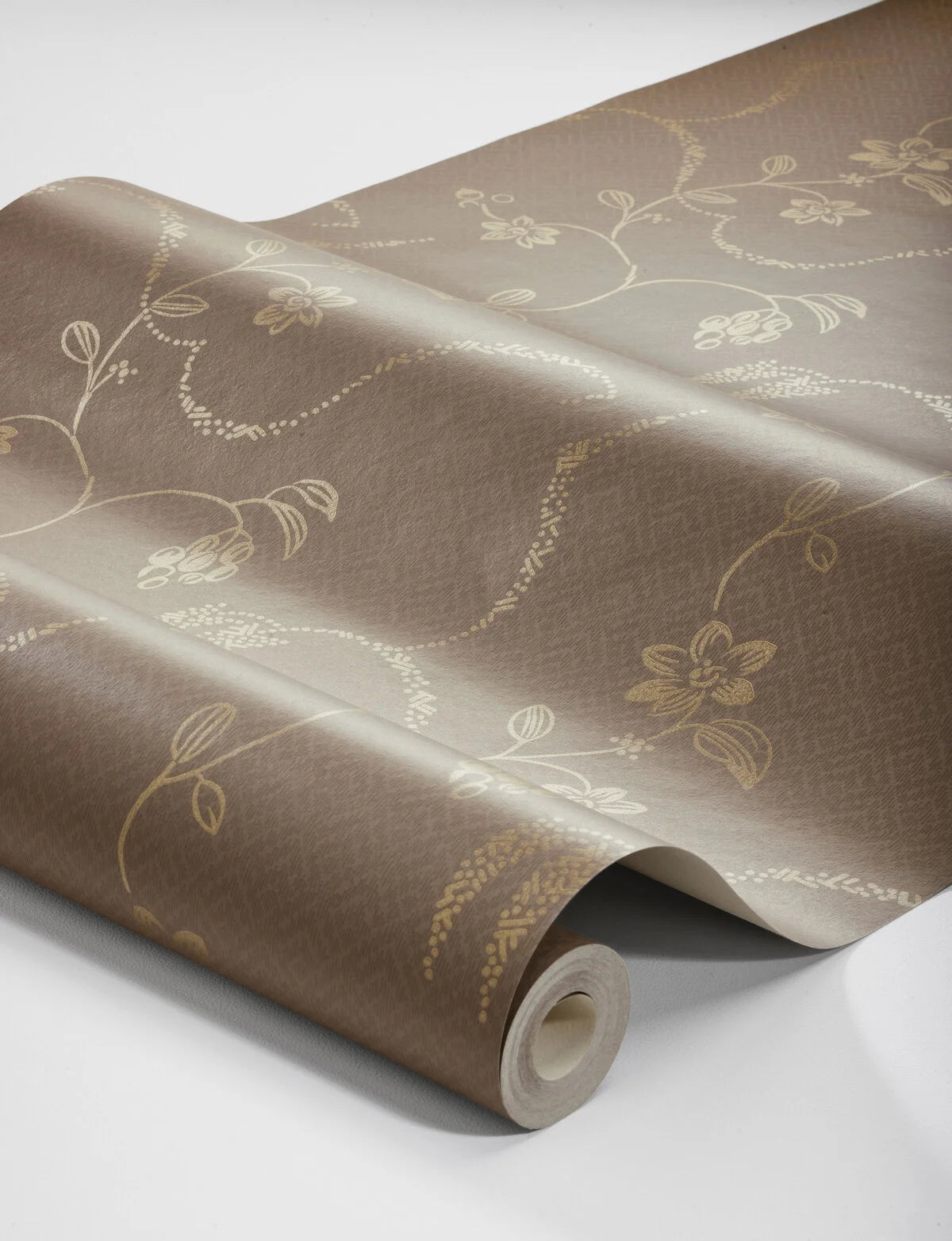 Behang met plantenmotief ELSIE bruin met goud