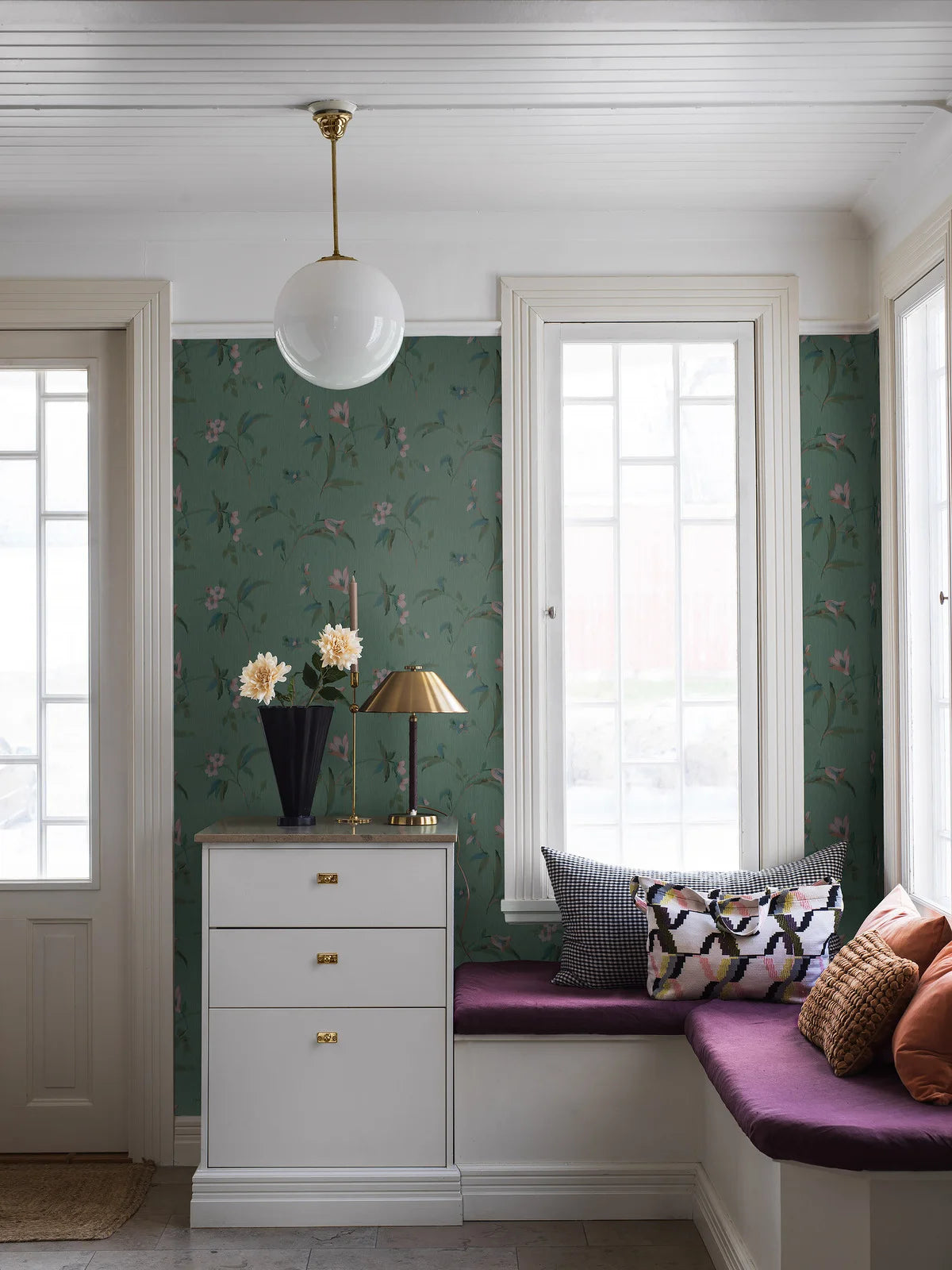 Muurschildering met plantmotief MARLENE bloemen groen