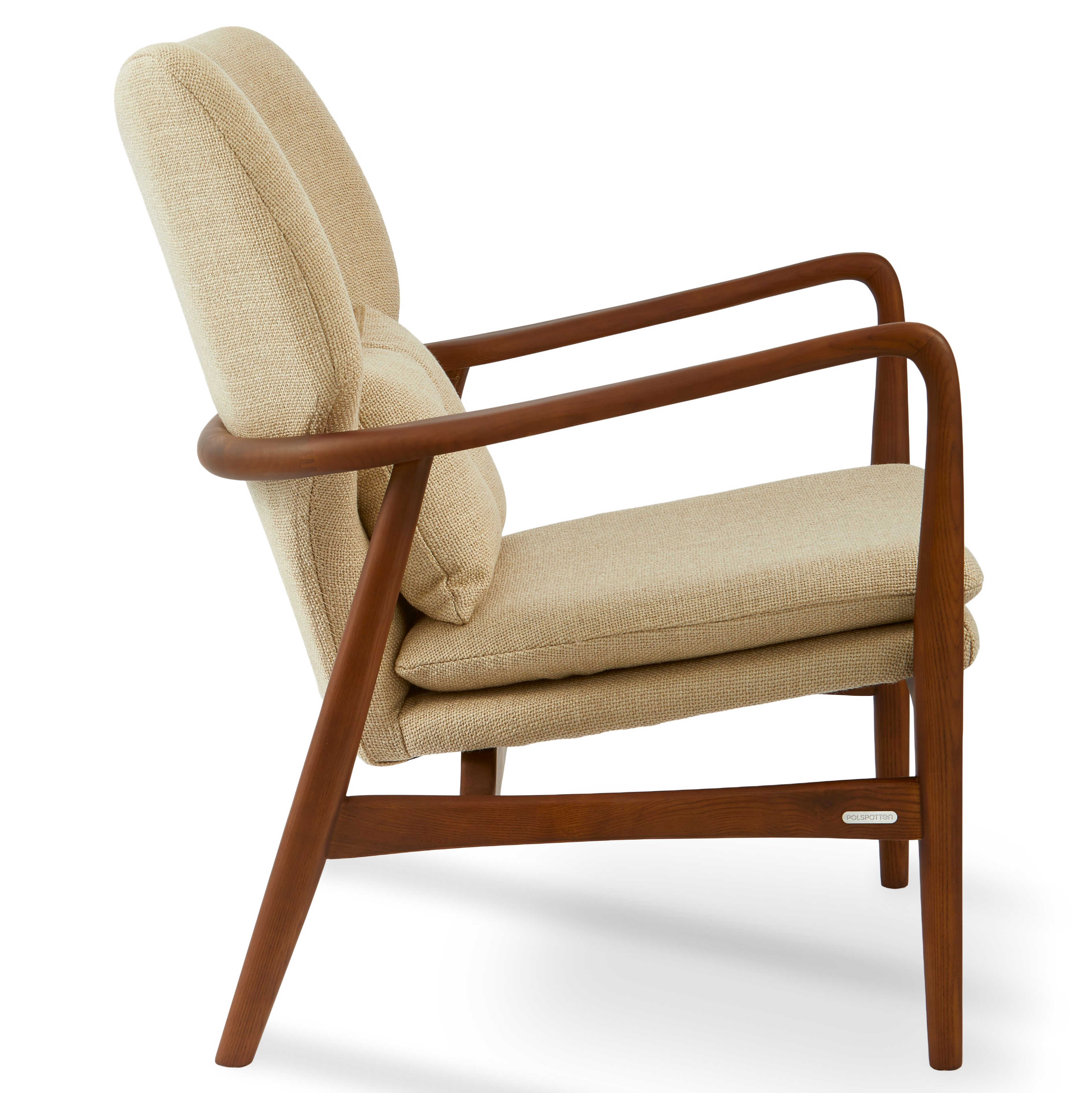 Beige PEGGY Armchair with Wooden Base