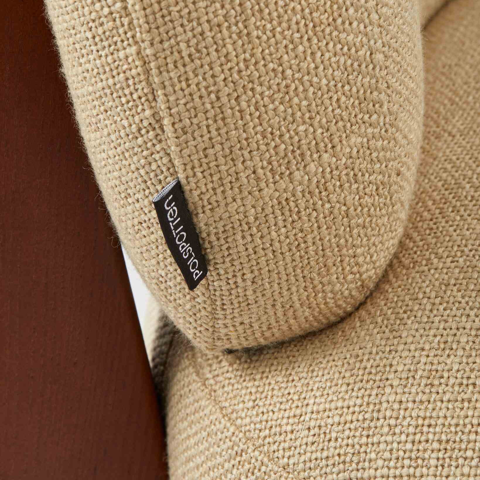 FIZZ Armchair in Beige with Wooden Base