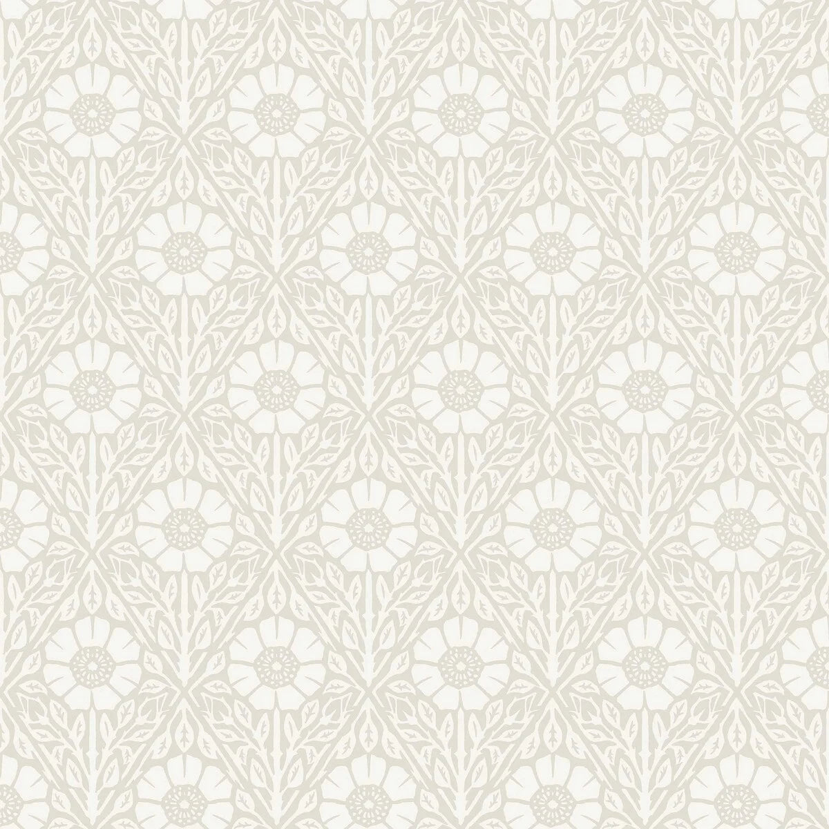 Floral Pattern Wallpaper NYPONROS Gray Beige with White