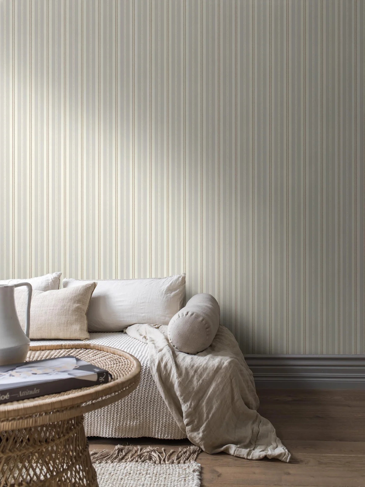 HEDDA Beige and Brown Striped Wallpaper