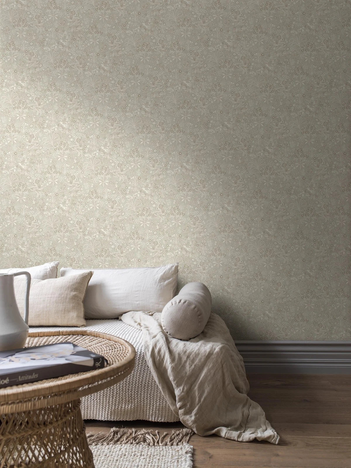 Behang met bloemenmotief TUVA beige met crème