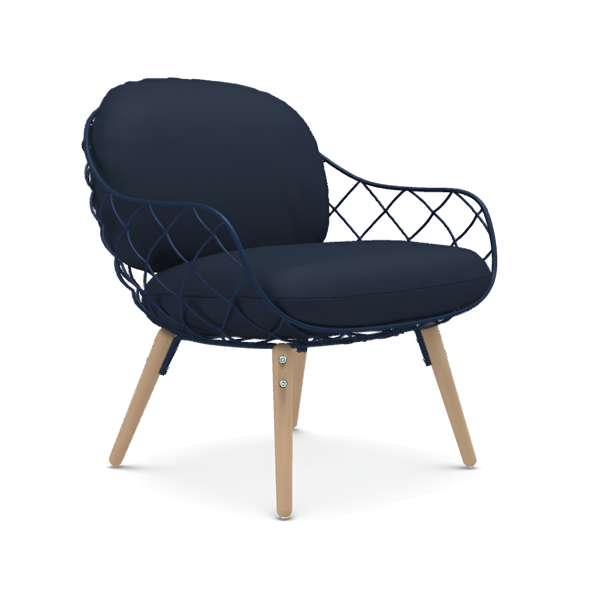 Fauteuil PIÑA granietblauw met essen basis