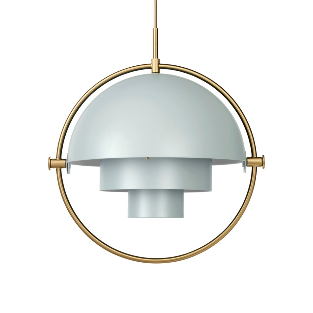 MULTI-LITE pendant lamp in gray-blue with brass