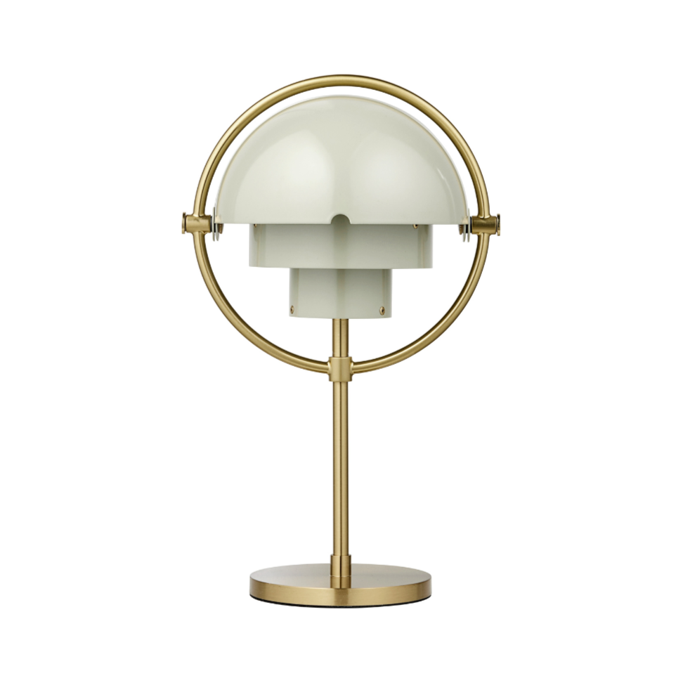 MULTI-LITE portable lamp in cream with a brass base