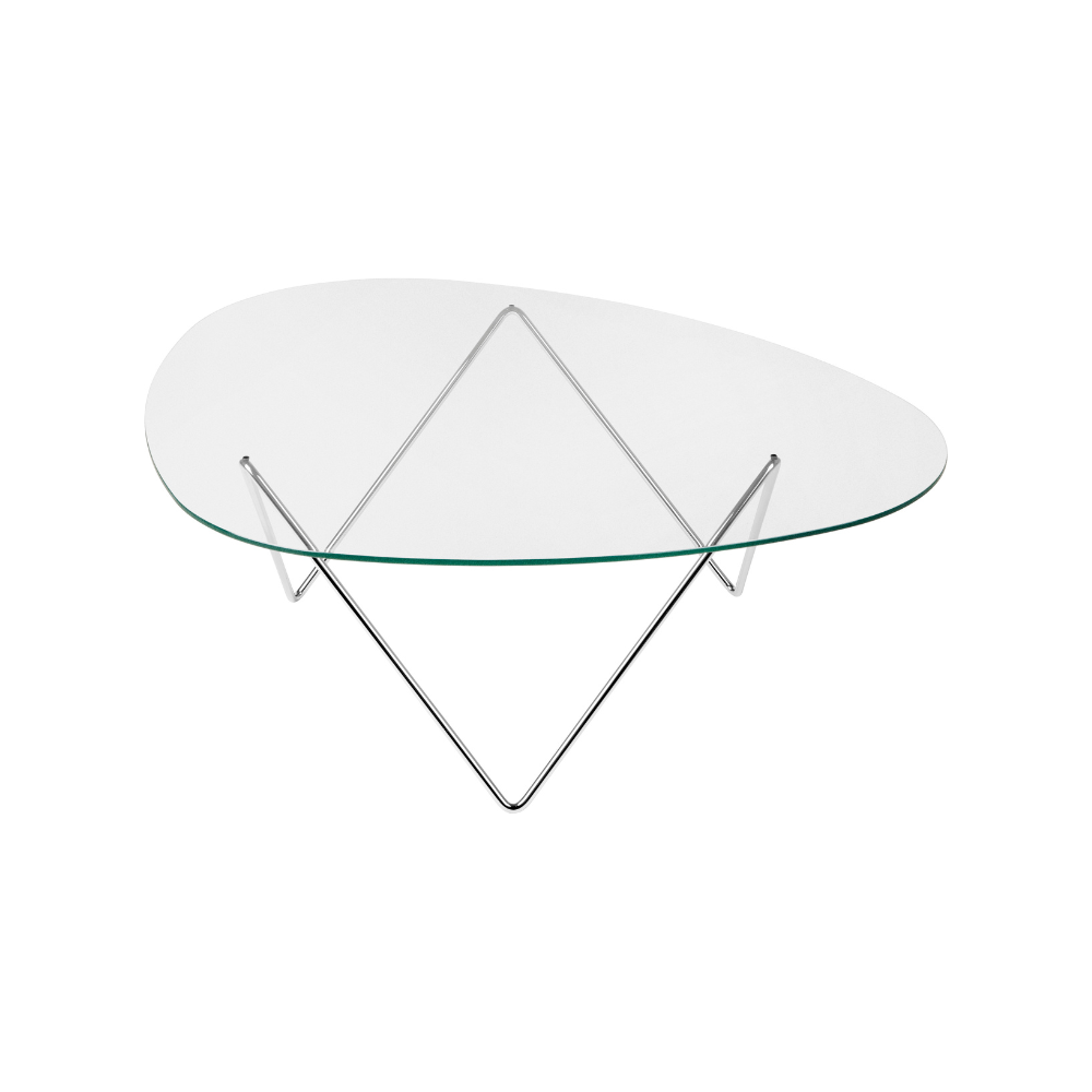 Koffietafel PEDRERA glas met verchroomde basis