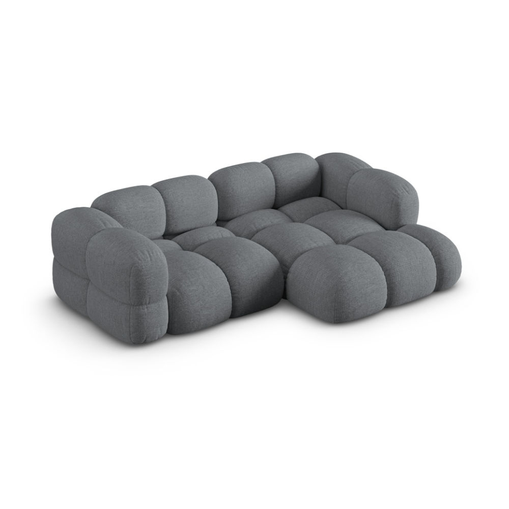 Driepersoons hoekbank rechts LORETTO grijsblauw