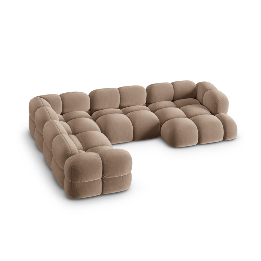 Left-facing U-shaped velvet corner sofa LORETTO in dark beige