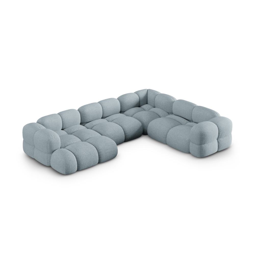 Right-facing U-shaped corner sofa LORETTO pastel blue