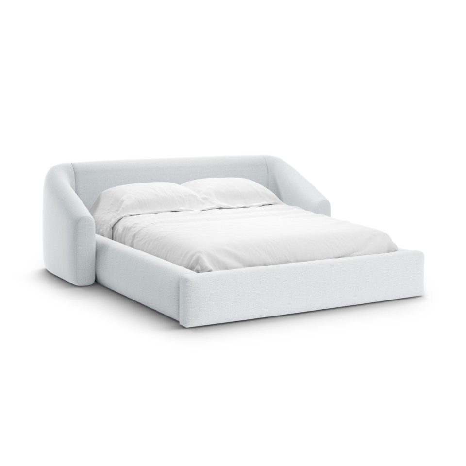 Bed CAMPI lichtgrijs chenille