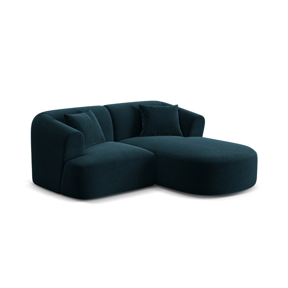 Fluwelen hoekbank rechts 3-zits CAMPI petrol