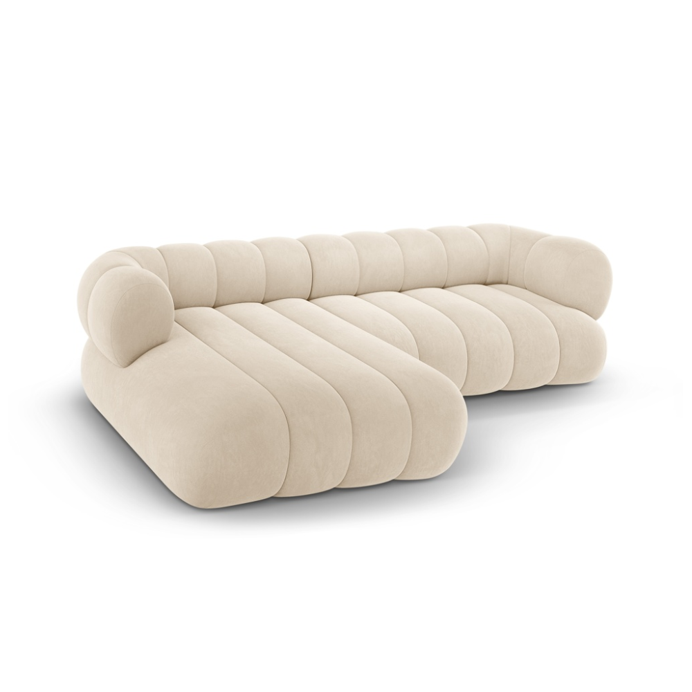 Samt-Ecksofa für 5 Personen links KOGE beige