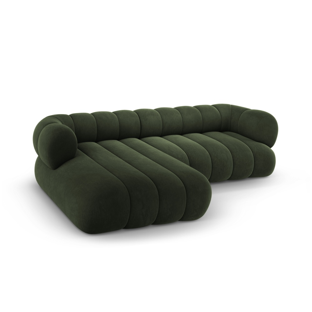 Green left-sided velvet corner sofa for 5 people KOGE