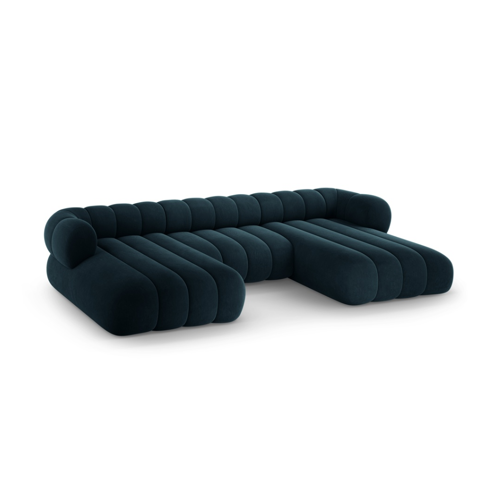 KOGE petrol velvet panoramic sofa for 6 people