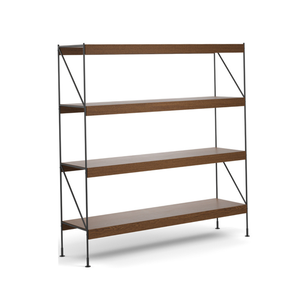 Boekenkast ZET donker eikenhout met zwart frame