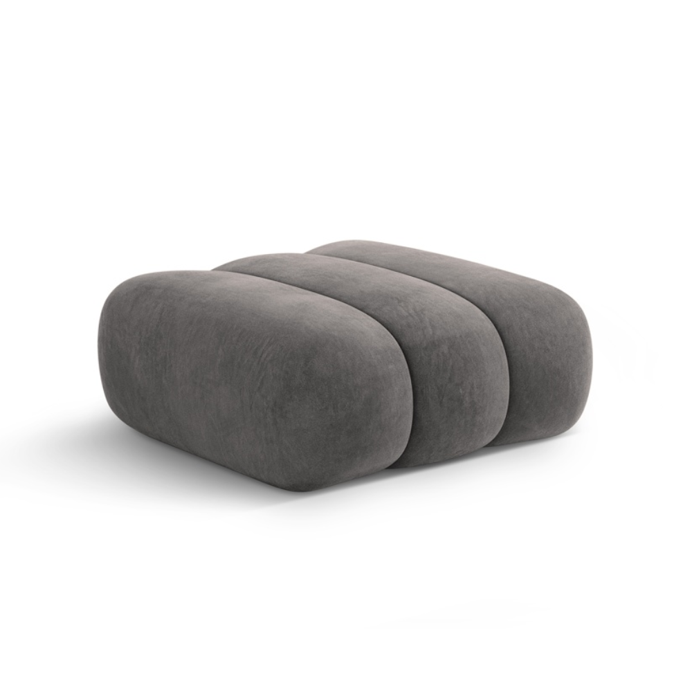 Fluwelen poef KOGE donkergrijs
