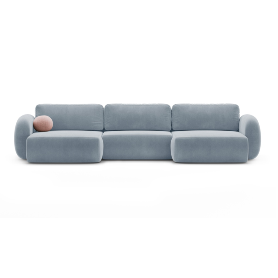 Sofa panoramisch aus Samt mit Schlaf-Funktion für 5 Personen TONALE himmelblau