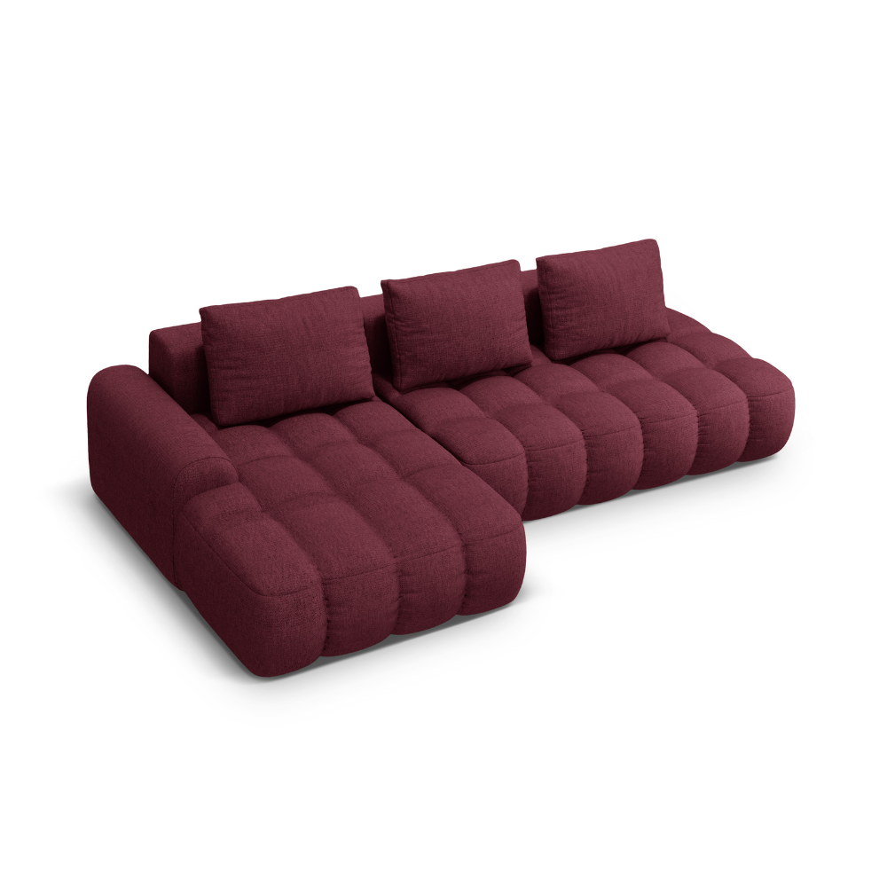 Linkerhoekbank met slaapfunctie voor 3 personen LINZ bordeauxrood