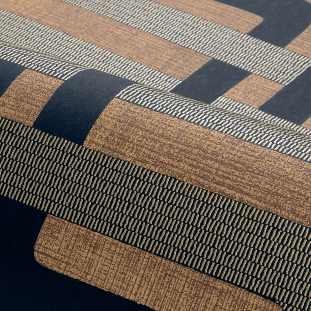 Structuurtapijt met geometrisch patroon MATJARA - NOIR/DORÉ bruin