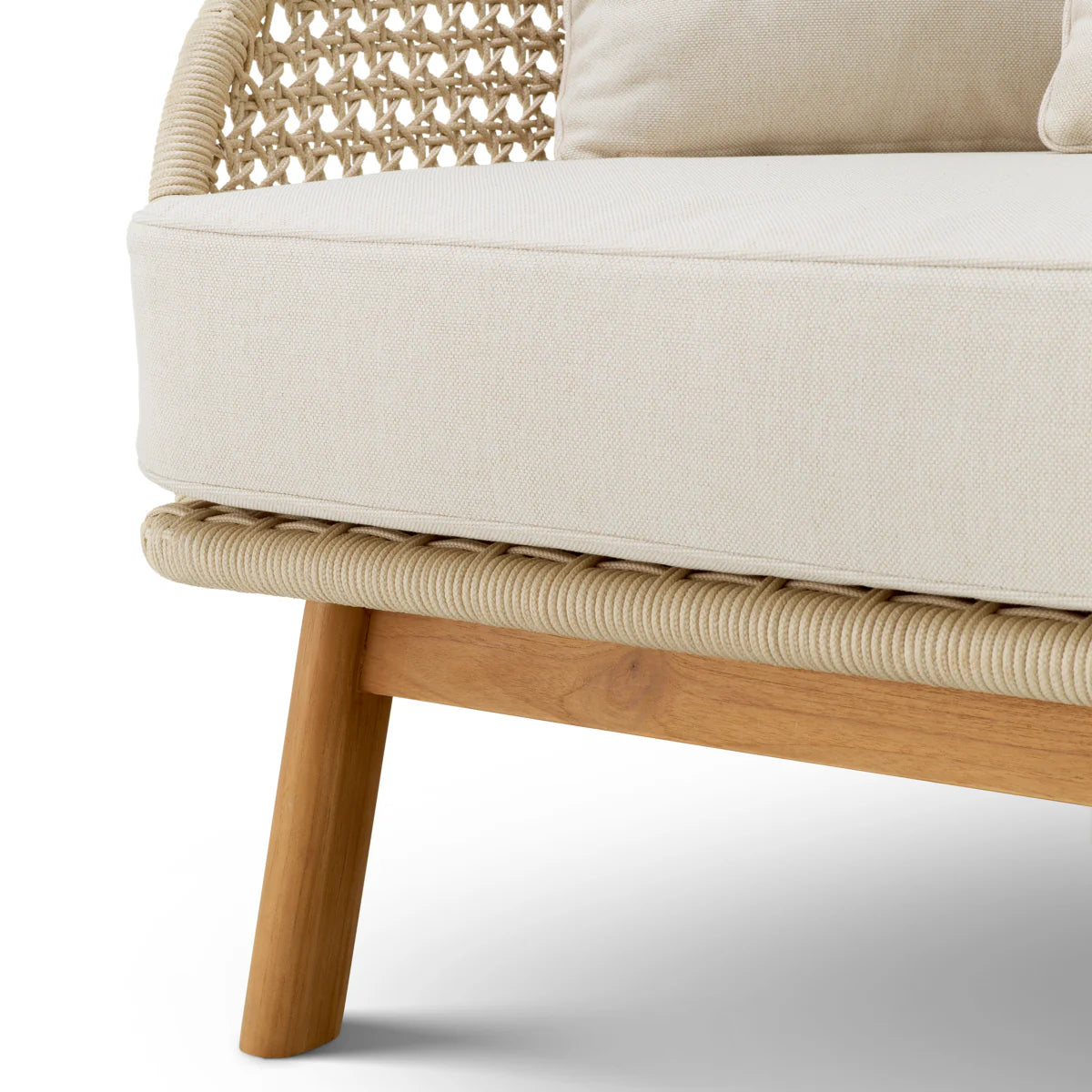 TRINITY Cream Outdoor Sofa with Wooden Base