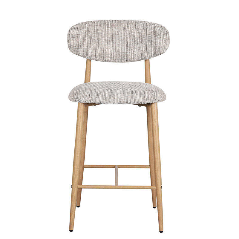 Hocker JAPANDI grijsbeige met houten basis