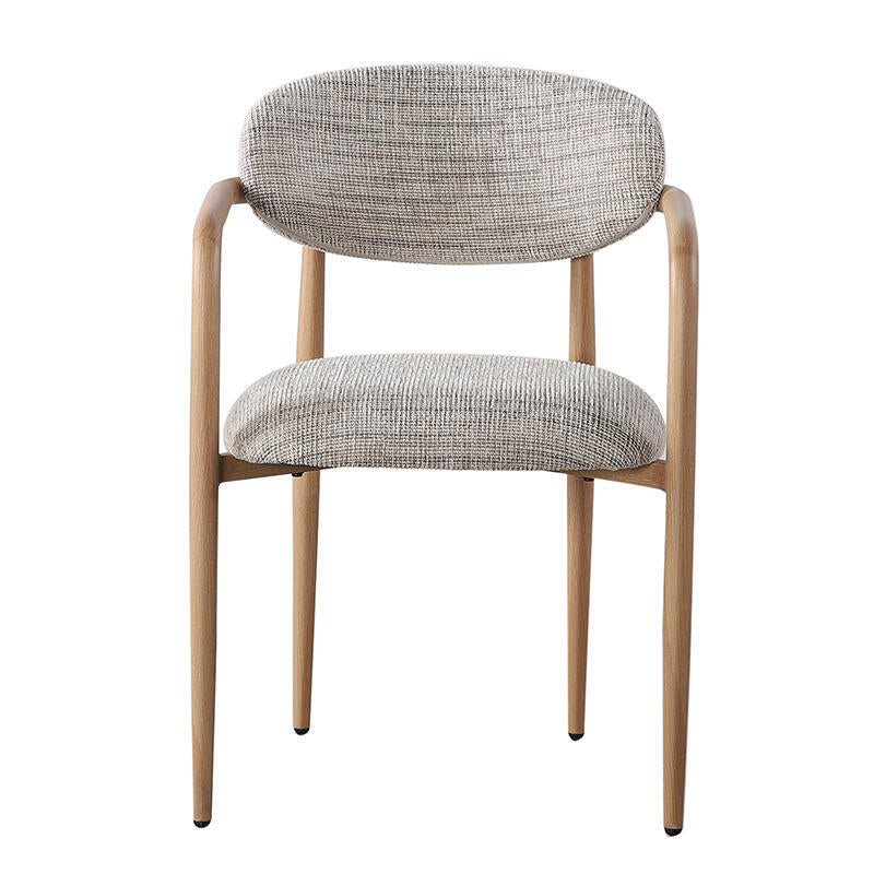 Fauteuil met armleuningen SAKE grijsbeige met houten basis