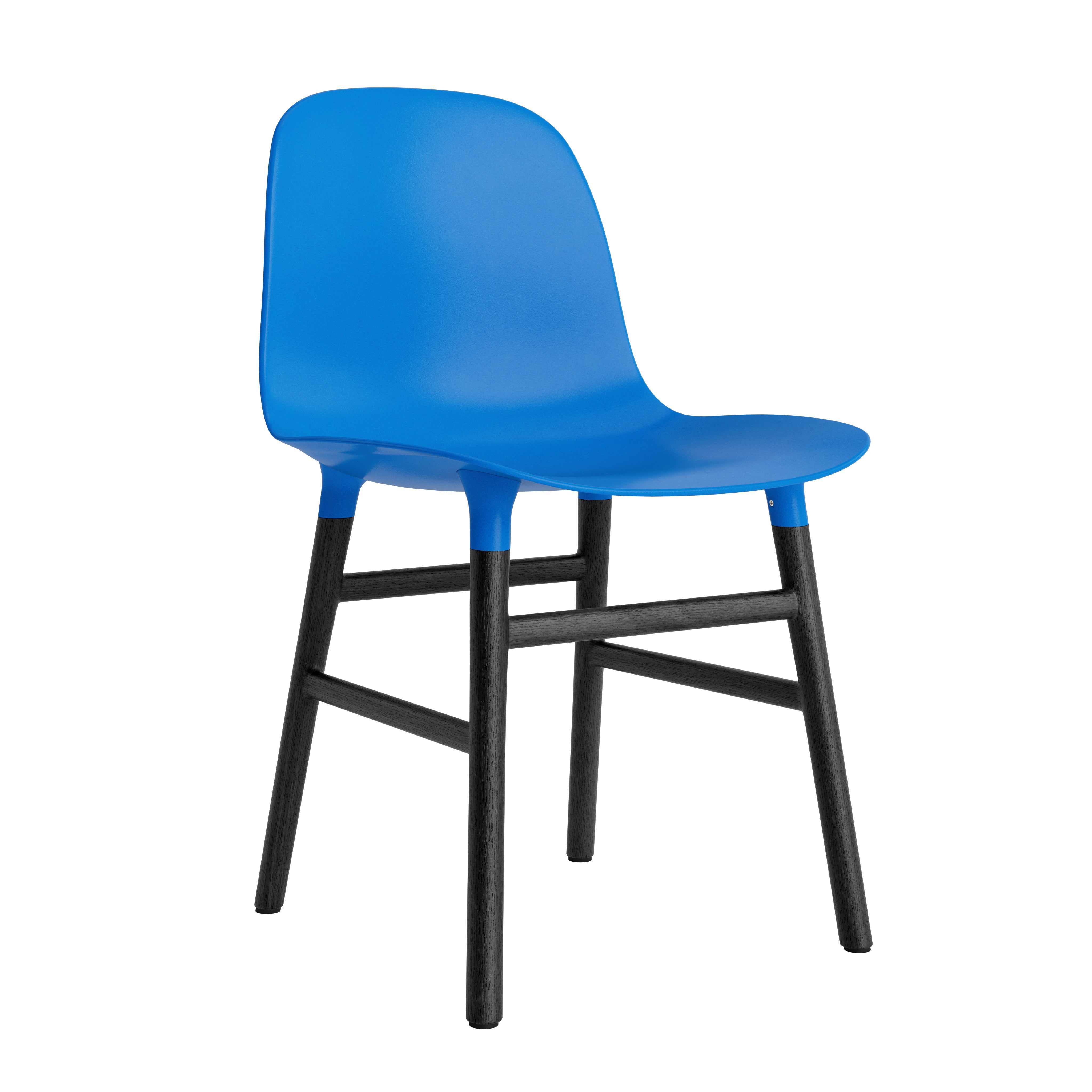 Blue chair with a black oak base