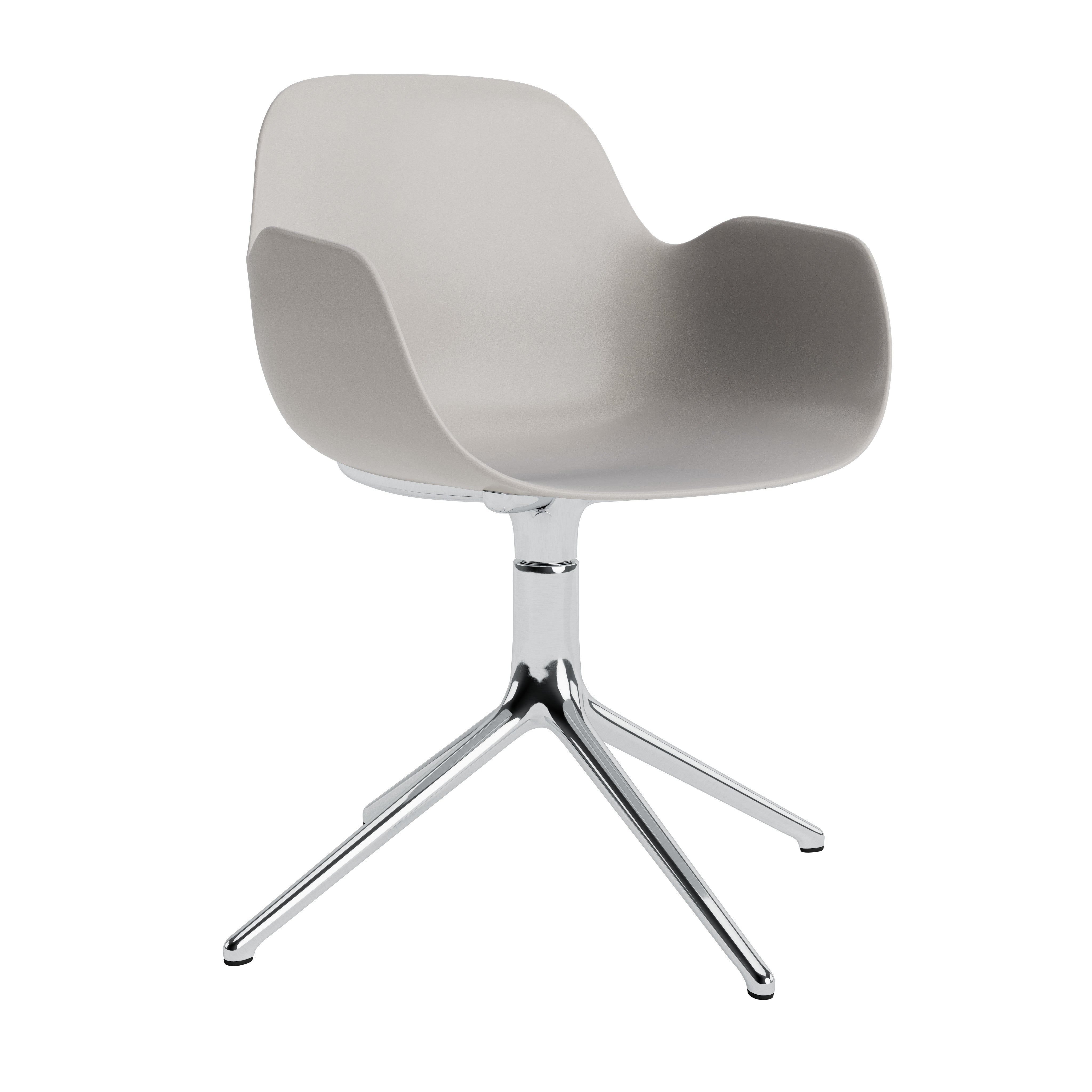 Bureau stoel met armleuningen FORM 4L warm grijs met aluminium basis