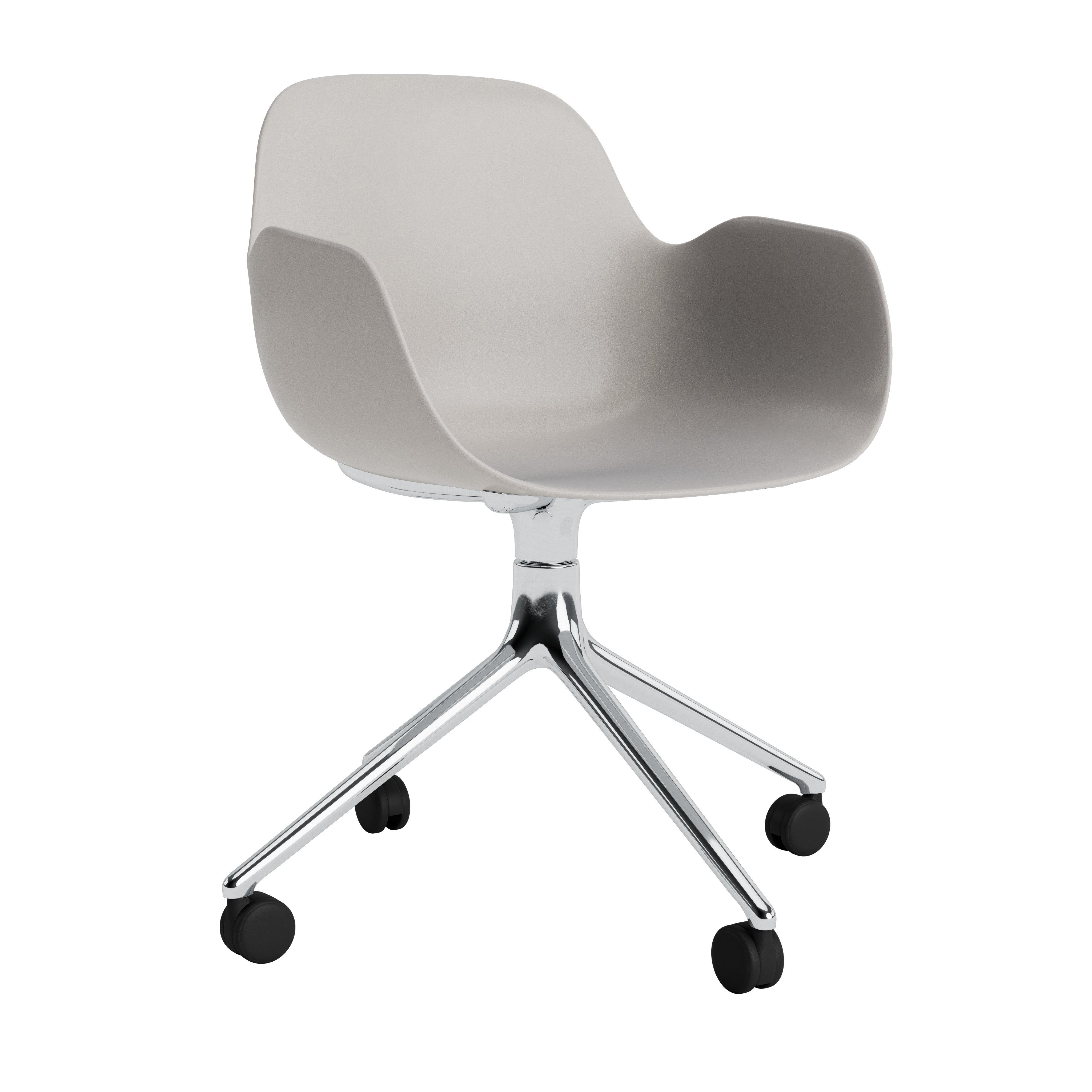 Office chair with 4W Form armrests warm gray with an aluminum base