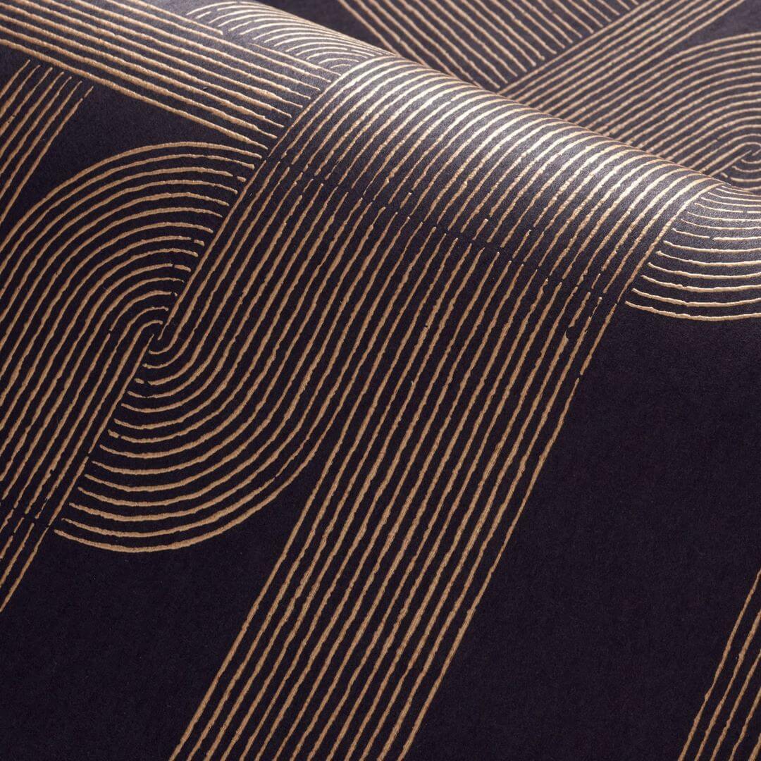 Wallpaper with geometric pattern HECTOR - BLACK/GOLD black with gold
