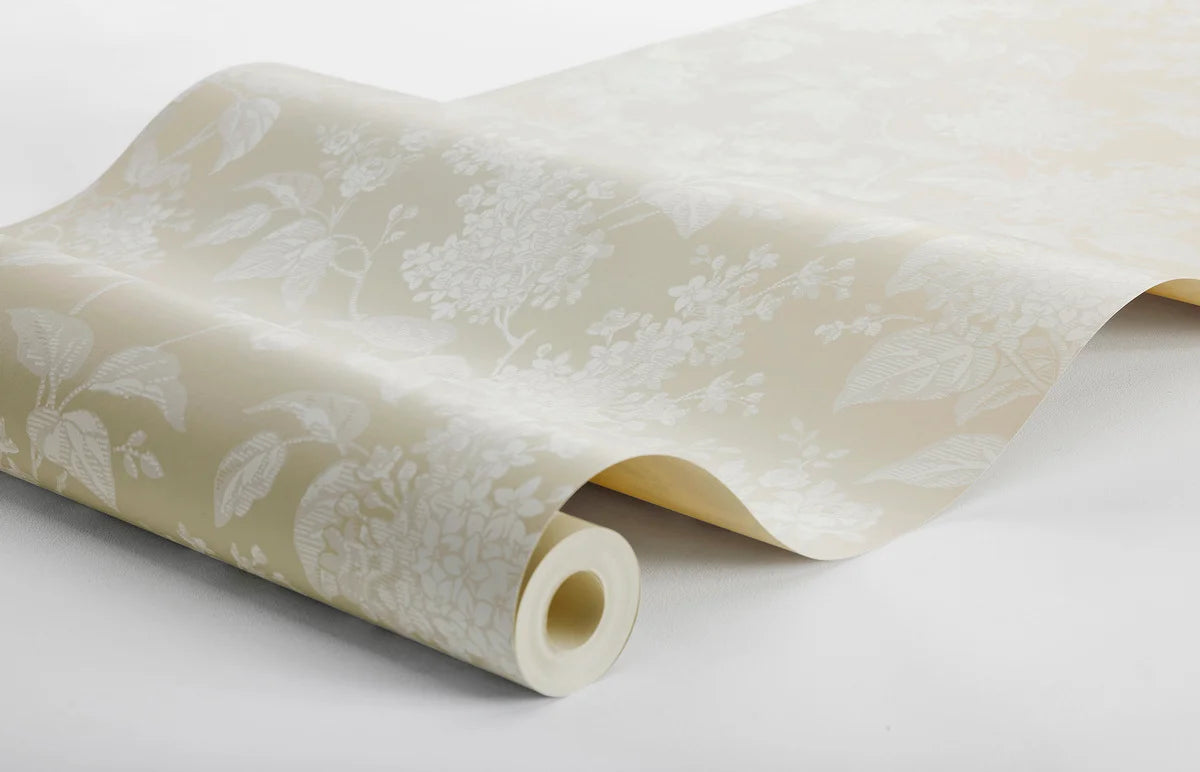 Beige floral pattern wallpaper SYREN with white