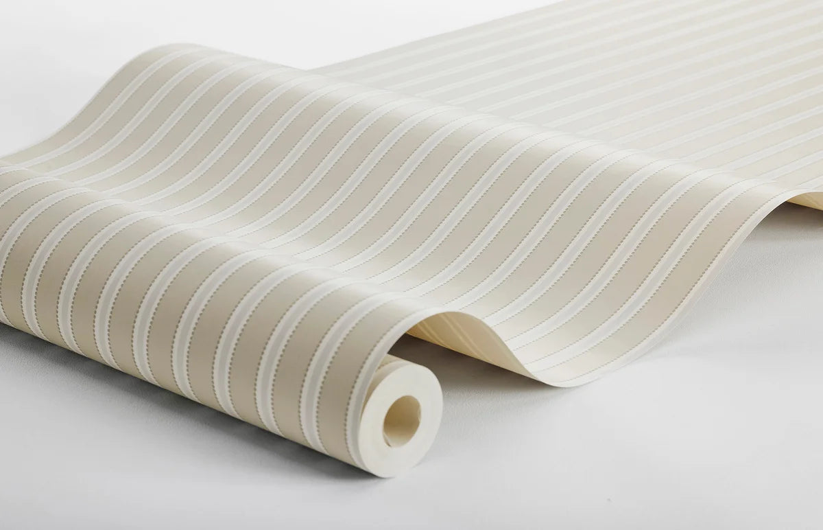Beige Striped Wallpaper PÄRLRAND with White