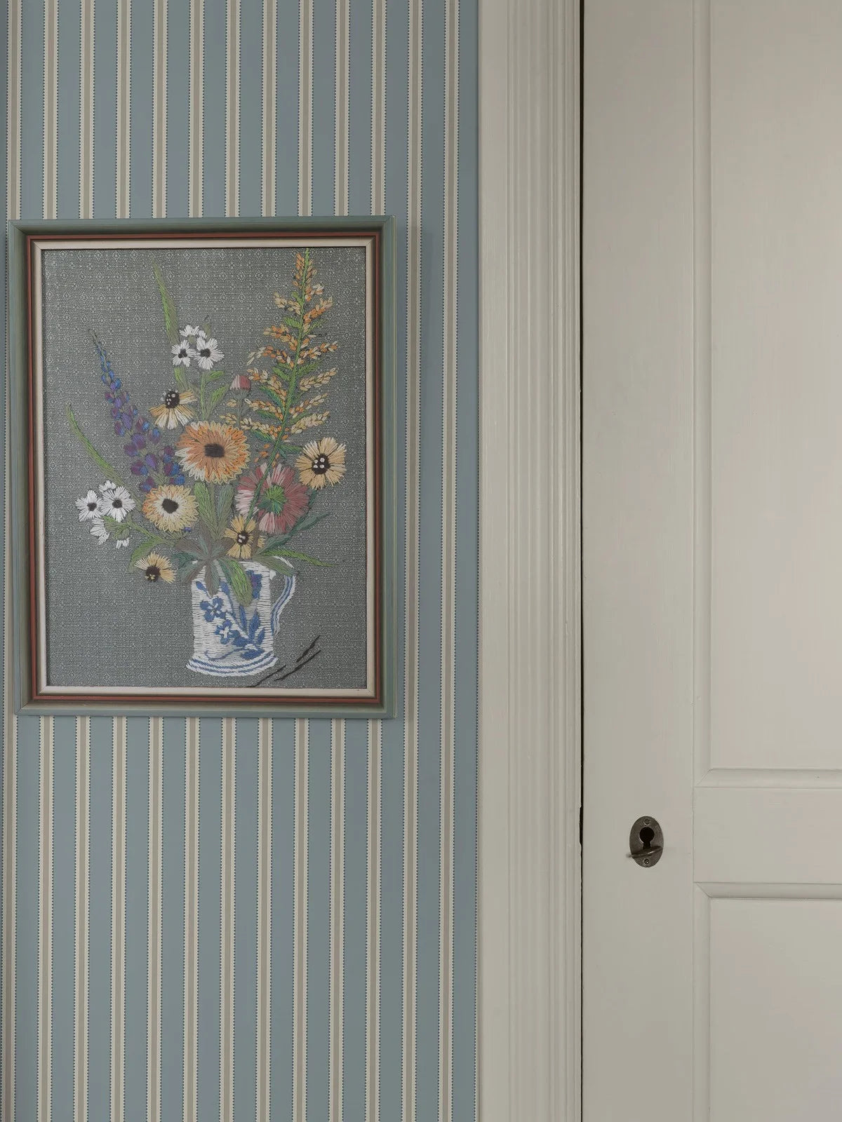 Striped Wallpaper PÄRLRAND Blue with Beige