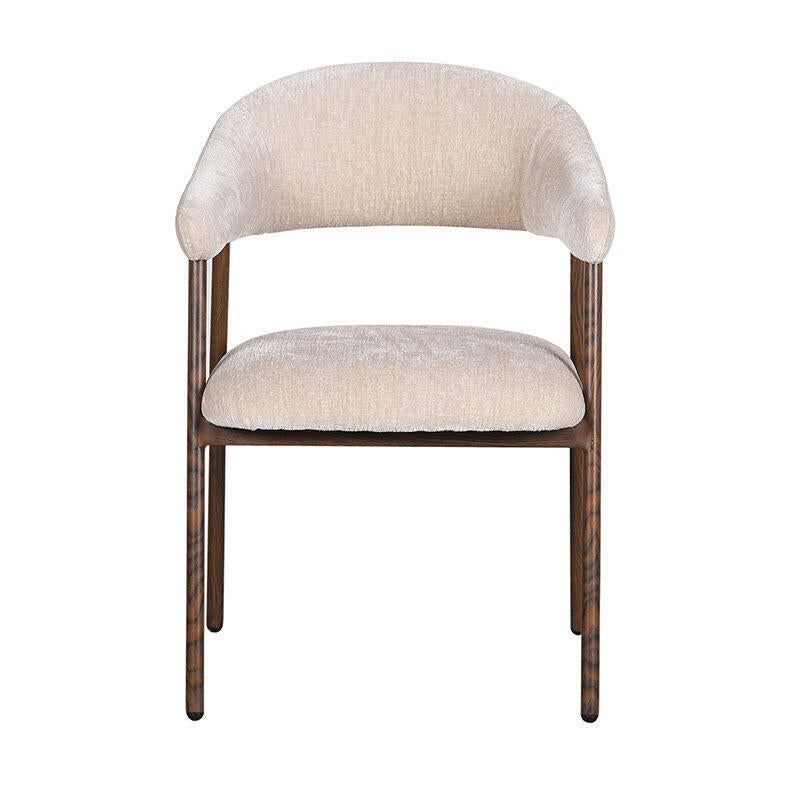 Beige SCANDI stoel met een donkere houten basis