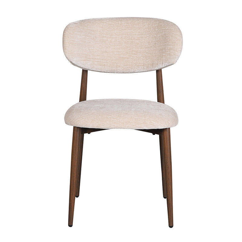 Beige JAPANDI stoel met een donkere houten basis