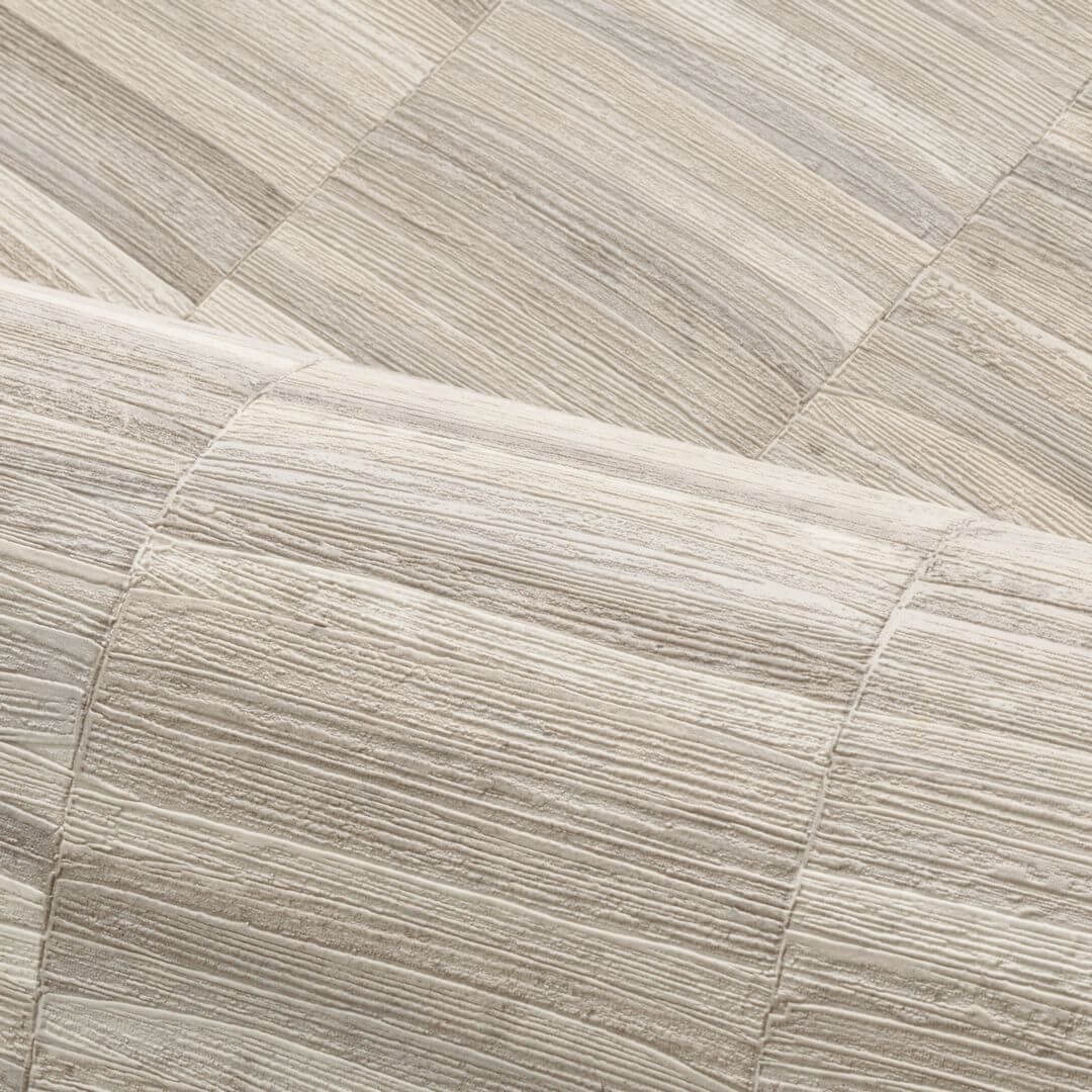 Strukturierte Tapete mit Streifen, die ein pflanzliches Geflecht imitiert STYLOSA - GALET beige