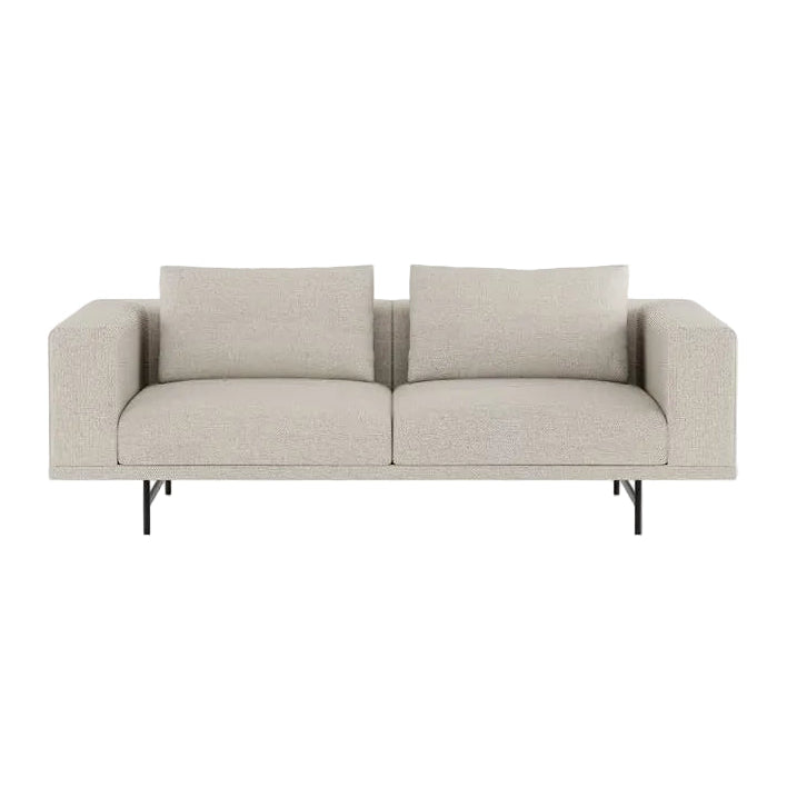 Sofa 2-zits LOFT lichtgrijze Wavy stof met zwarte basis