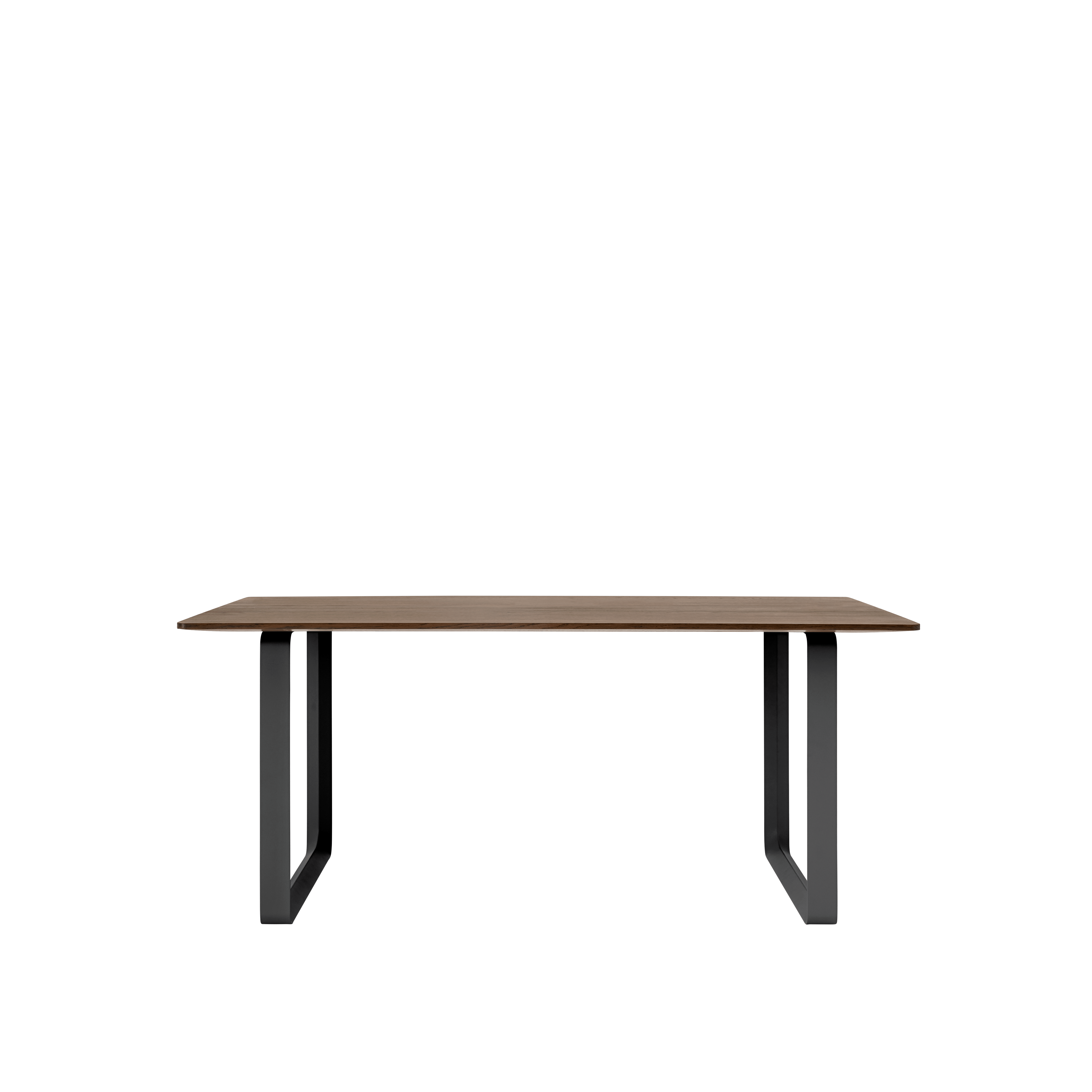 Tafel 70/70 donker eikenhout met zwarte basis