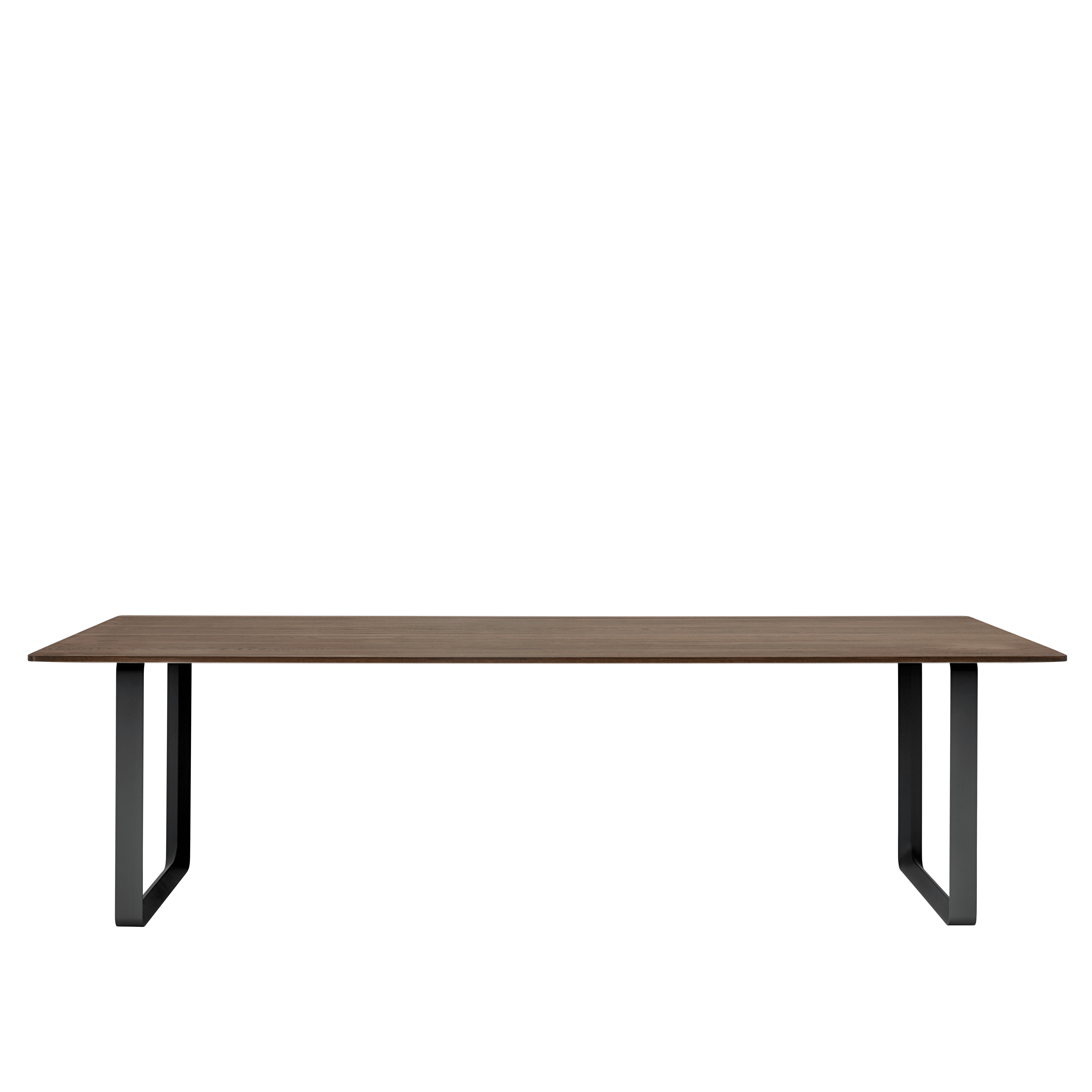 Tafel 70/70 donker eikenhout met zwarte basis