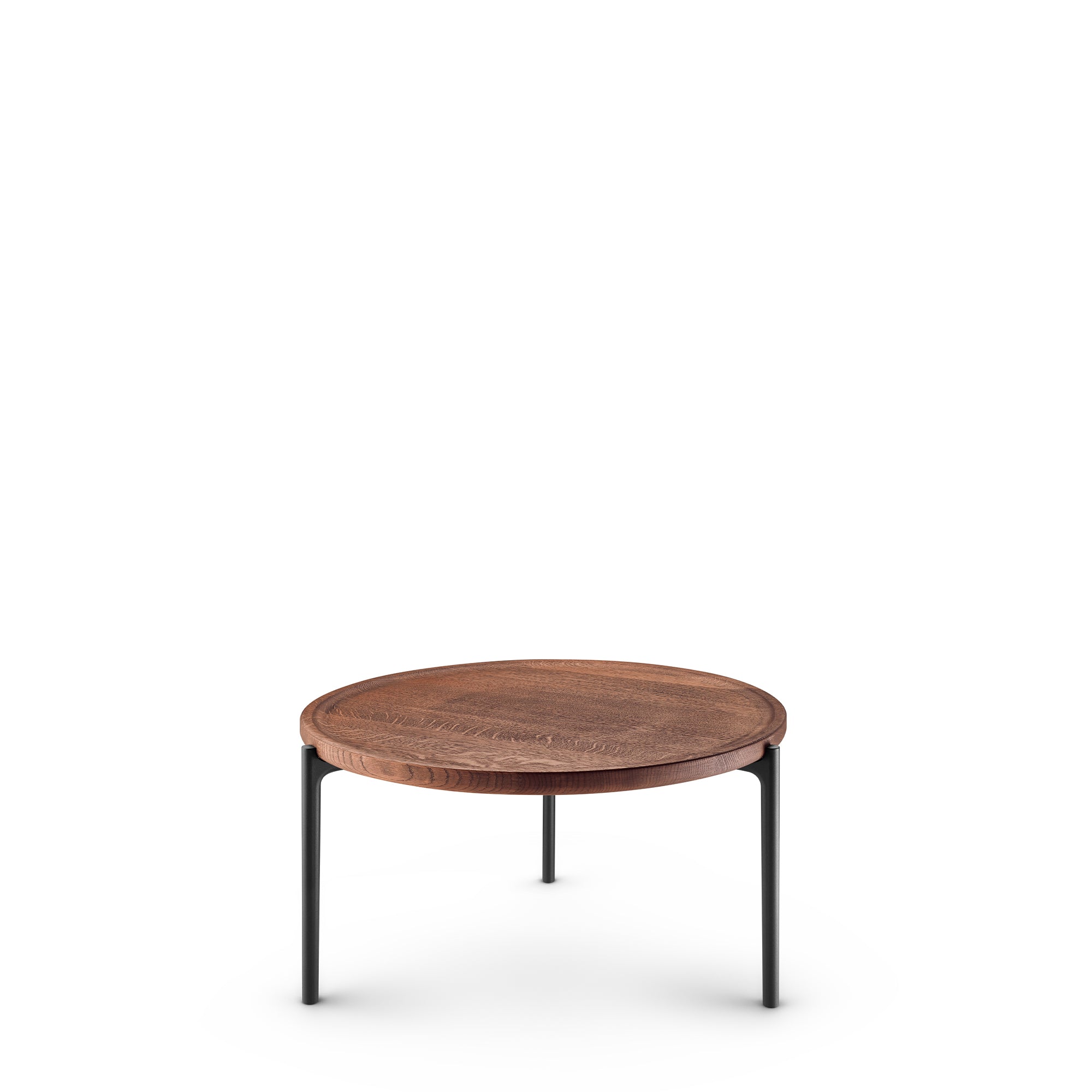 Round Coffee Table SAVOYE Brown Oak with Black Base