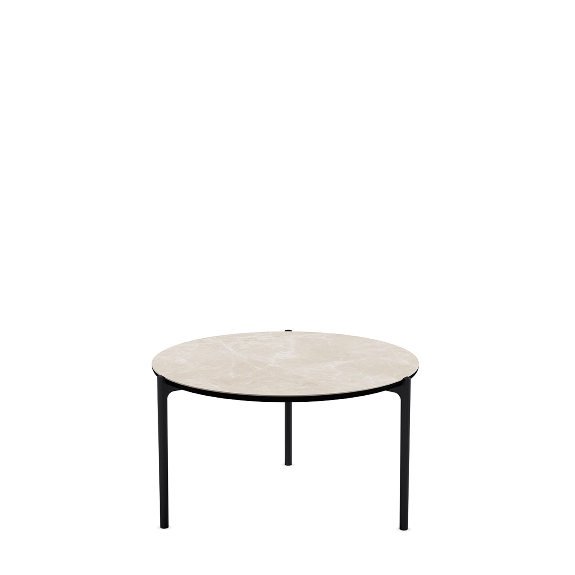 Ronde salontafel SAVOYE beige keramiek met zwarte basis