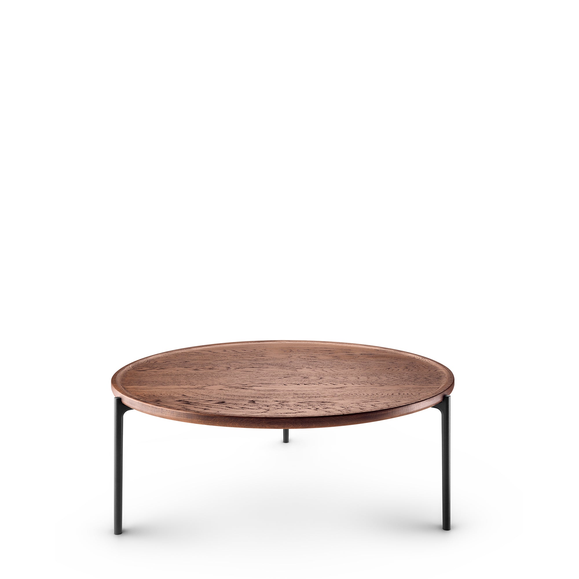 Round Coffee Table SAVOYE Brown Oak with Black Base