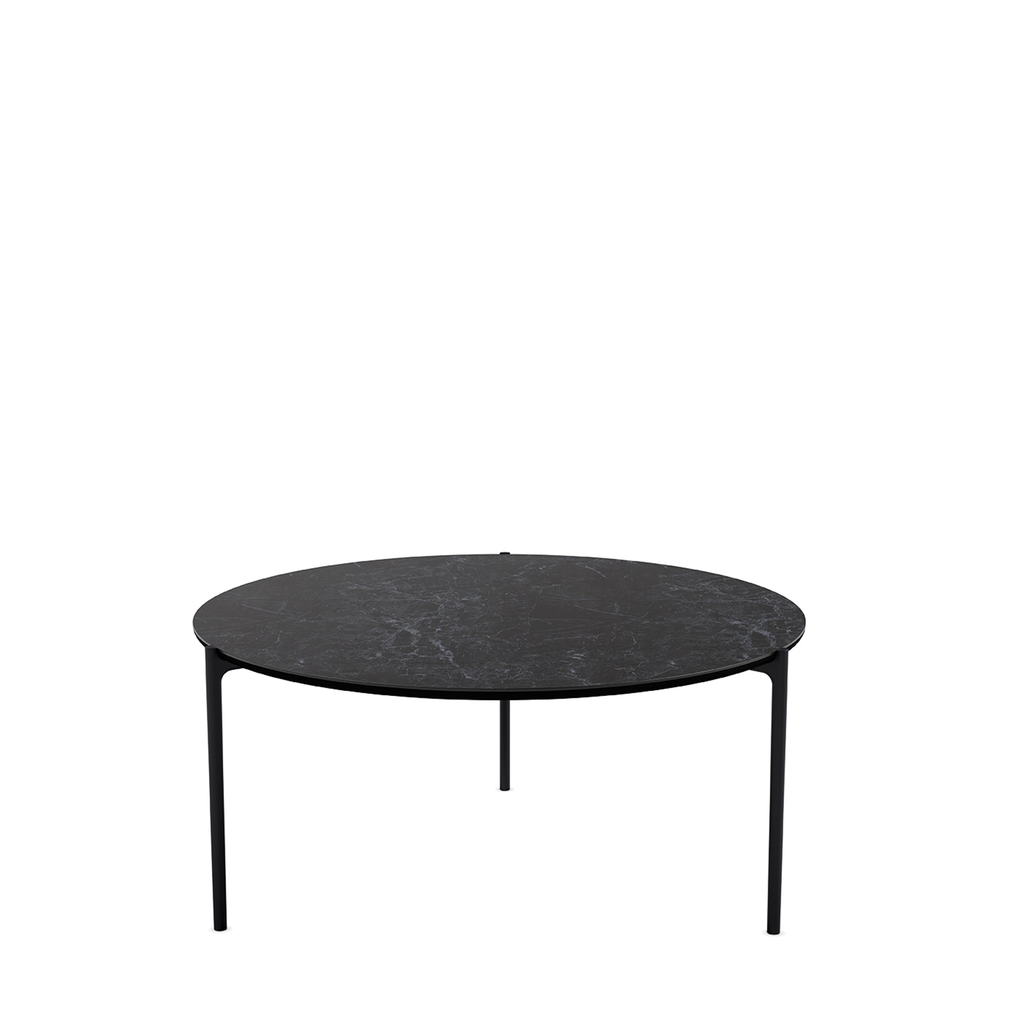 Stolik boczny okrągły SAVOYE czarna ceramika z czarną podstawą